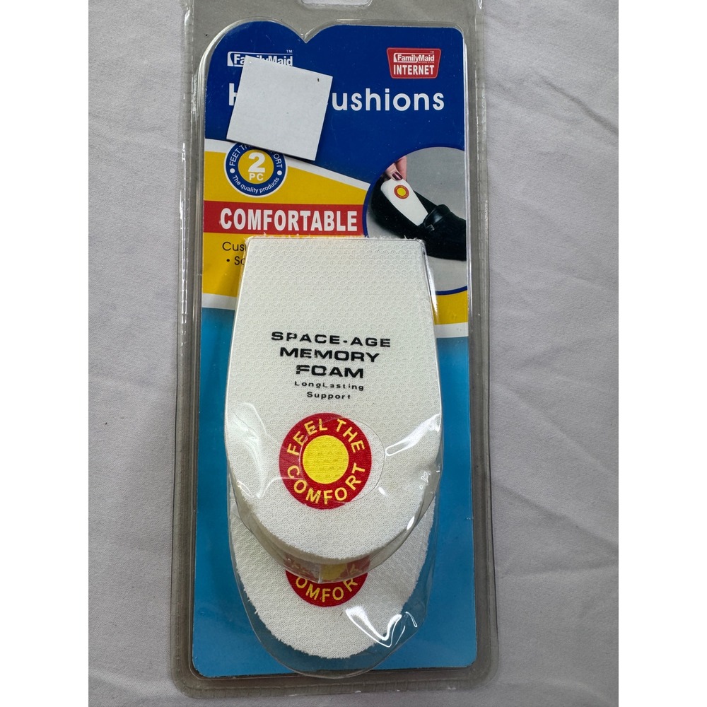FamilyMaid Heel Cushions Space-Age Memory Foam Shoe Insoles 2 PC Set 78015 White